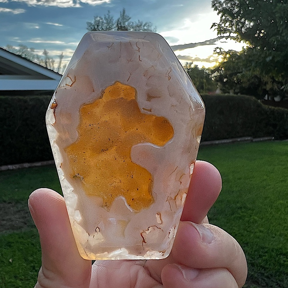 Druzy Agate Coffin Carving